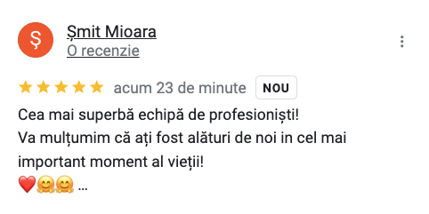 Recenzie fotograf nunta - Șmit Mioara despre echipa de profesioniști la nuntă